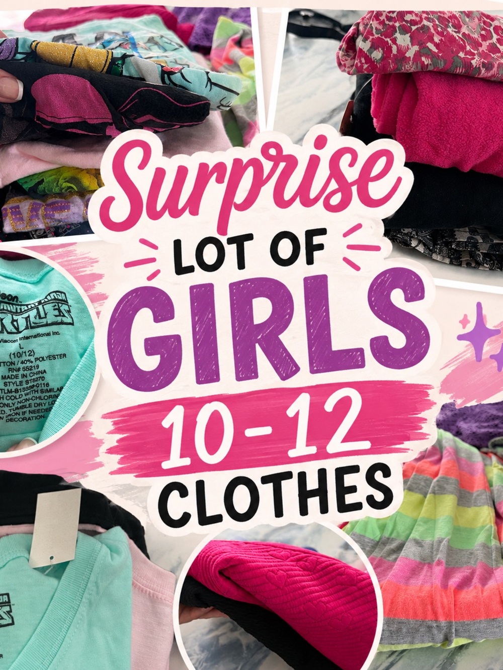Surprise Lot of Girls Clothes Size Large 10-12 - Bright Mixed Colors